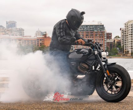 Jeff warming up the Sportster S.