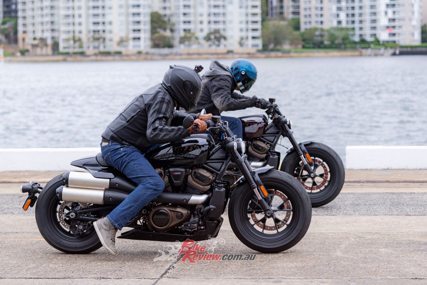 Stu Woodbury and I decided to do some drag racing. H-D were al for. it and we soon had a shootout on our hands. I started the first race in neutral! Got flogged in the next two. I want a rerun in the future!