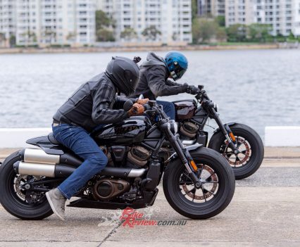 Stu Woodbury and I decided to do some drag racing. H-D were al for. it and we soon had a shootout on our hands. I started the first race in neutral! Got flogged in the next two. I want a rerun in the future!