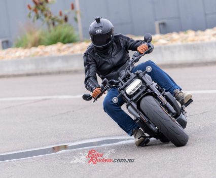 Lots of grip from the chunky front tyre makes the Sportster S fun.