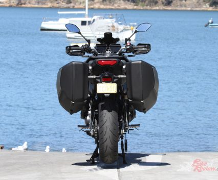 Compact panniers that still fit a lid, these come with the bike.