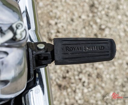 The footpegs can catch your legs when pushing the bike around.