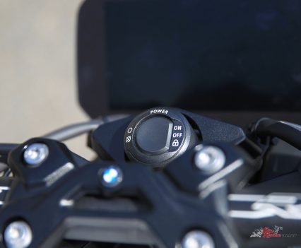 Keyless starting, just push the button. There is an electronically activated steering lock also.