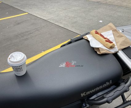 The seat is huge! Makes a great table for the servo breakfast stop!