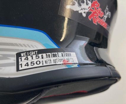 1415g without comms, the NXR2 feels very light with no neck fatigue felt.