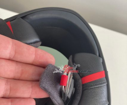 Smooth operation of the D D Ring chin strap.