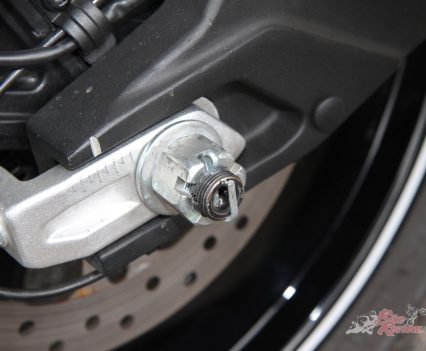 The rear axle bolt is a mismatch to the rest of the bike...