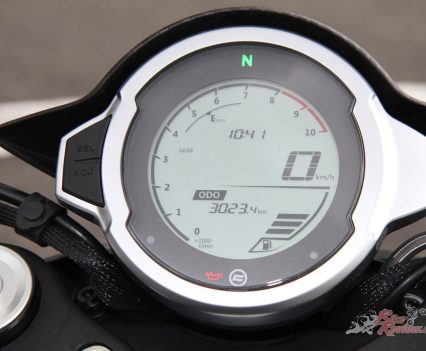 Black and white LCD screen.