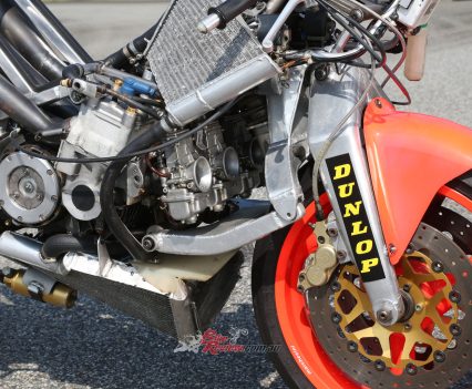 Quad 38mm flat-slide Dell'Orto carbs.