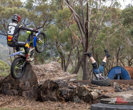 Launching the trials range off vertical obstacles.