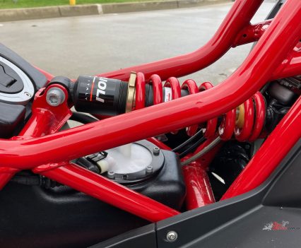 This is the location of the front shock. It's cool watching it in action as you ride.