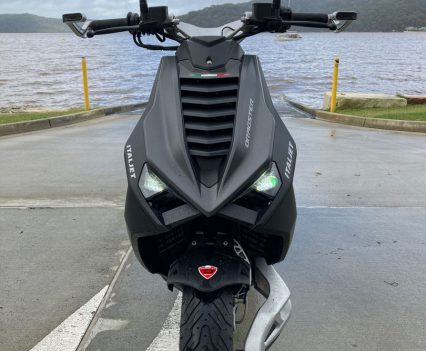 LED headlights and a racy looking front fairing. The swingarm looks great, too.