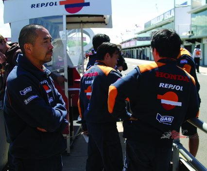 The team flocked out to the pit wall, lined up to watch a master at work!