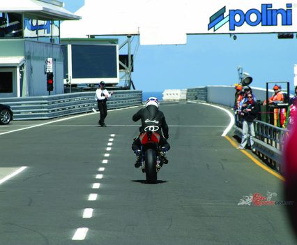 "With 250-odd horsepower on tap and, err, a fair gap between rides, it was no surprise that the Repsol Honda garage began to stir and break into a group cold sweat as Gardner rolled out into pit lane."