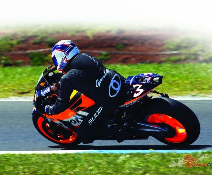 Wrestling the NSRs of 1985 to 1988 was hard work (they improved in 1989), and Gardner developed a very aggressive point and shoot riding style, steering with the rear wheel out of necessity.