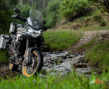 43mm KYB upside-down fork, fully adjustable with 160mm of travel.