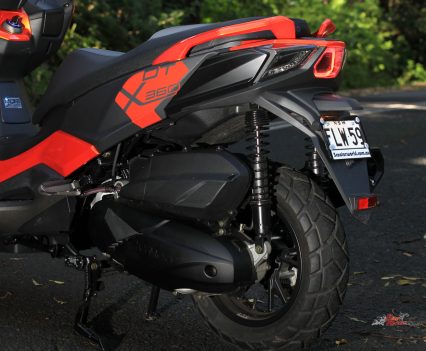 321cc, liquid-cooled, fuel-injected, four-valve single-cylinder engine.