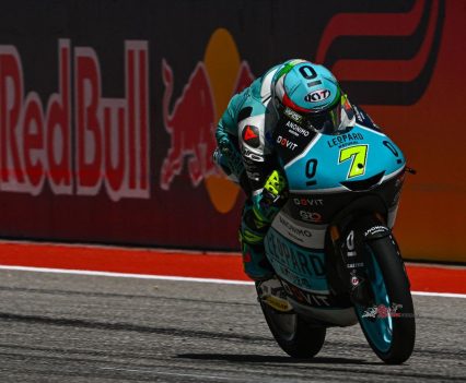 Dennis Foggia (Leopard Racing) flexed some speed on Day 1 at the Red Bull Grand Prix of Americas, pulling clear by more than three tenths ahead of compatriot Andrea Migno (Rivacold Snipers Team).