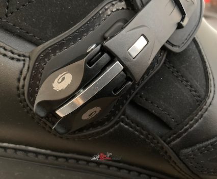 Ratcheting in-step buckle.