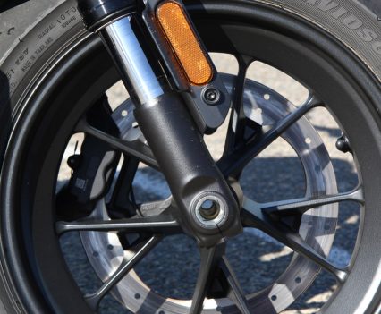 The cast alloy flat 10-spoke wheels look great.