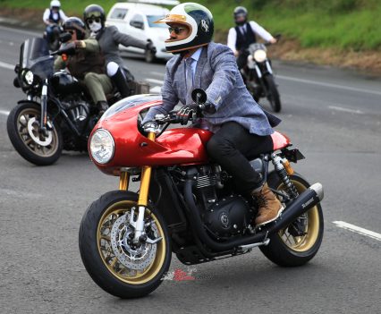 DGR creator and director, Mark Hawwa, joined us for the ride in Wollongong on-board his Triumph Thruxton.