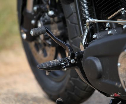 Tall and clunky gear shifter.