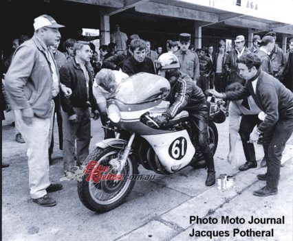 Michael Rougerie in the pits with Christian Vilaseca in 1969. Christian can be seen wearing his trademark hat.
