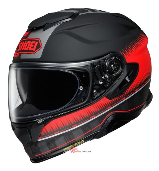 Shoei GT-Air II 'Tesseract' colour scheme starts with the TC-1 Black/Red with an awesome Matte finish.