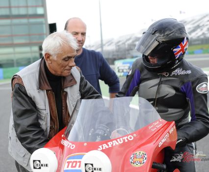 Alan getting the rundown on how to ride the spectacular machine.