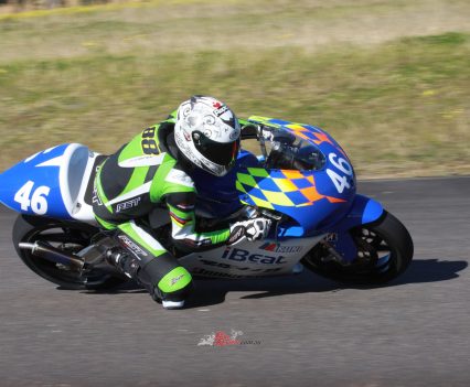 Andrew seemed to fit perfectly on the TZ250 despite its scaled down dimensions.