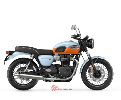 2023 Triumph Bonneville T100 Meriden Blue & Tangerine.