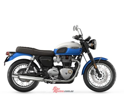 2023 Triumph Bonneville T120 Aegean Blue & Fusion White.