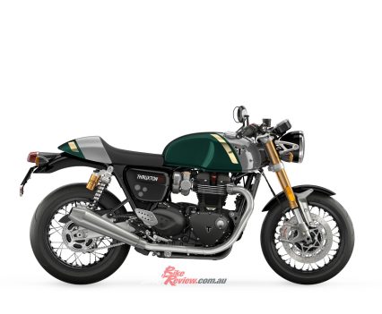 2023 Triumph Thruxton RS Competition Green & Silver Ice.