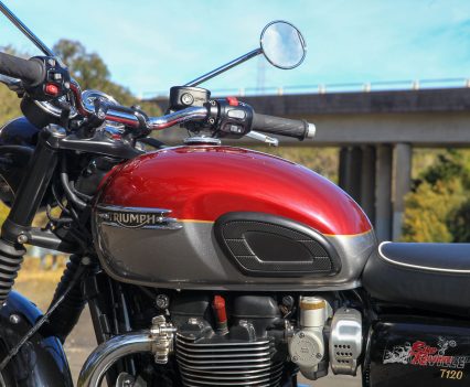 Rubber knee pads on the tank.