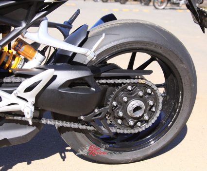 Single-sided swingarm.