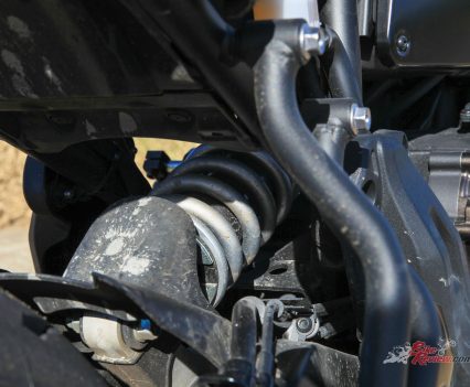 Link-type monocross rear shock.