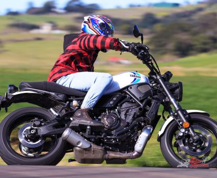 "driving out of the corner the bike is very stable, smooth and grippy so you can be aggressive on the throttle."