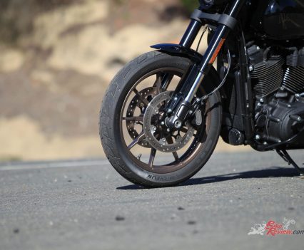 Single cartridge 43mm inverted with Aluminium fork triple clamps; triple rate spring.