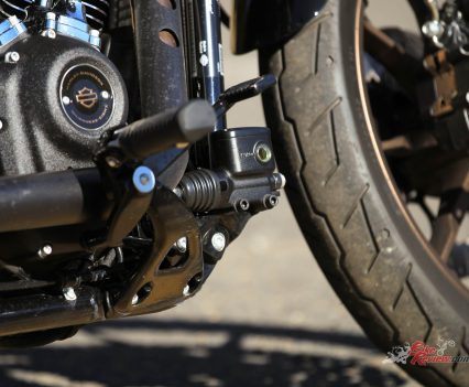 Sportier foot position compared to others in the Harley range.