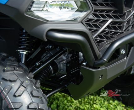 Diff lock for the front diff is selected via the switch on the left-hand side of the 'bars.