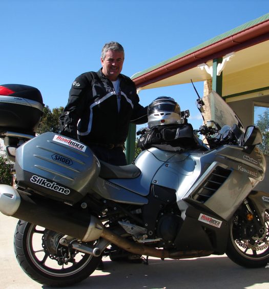 Davo with the GTR 1400 that Kawasaki Australia lent him for the across-country ride. He bought it on his return.