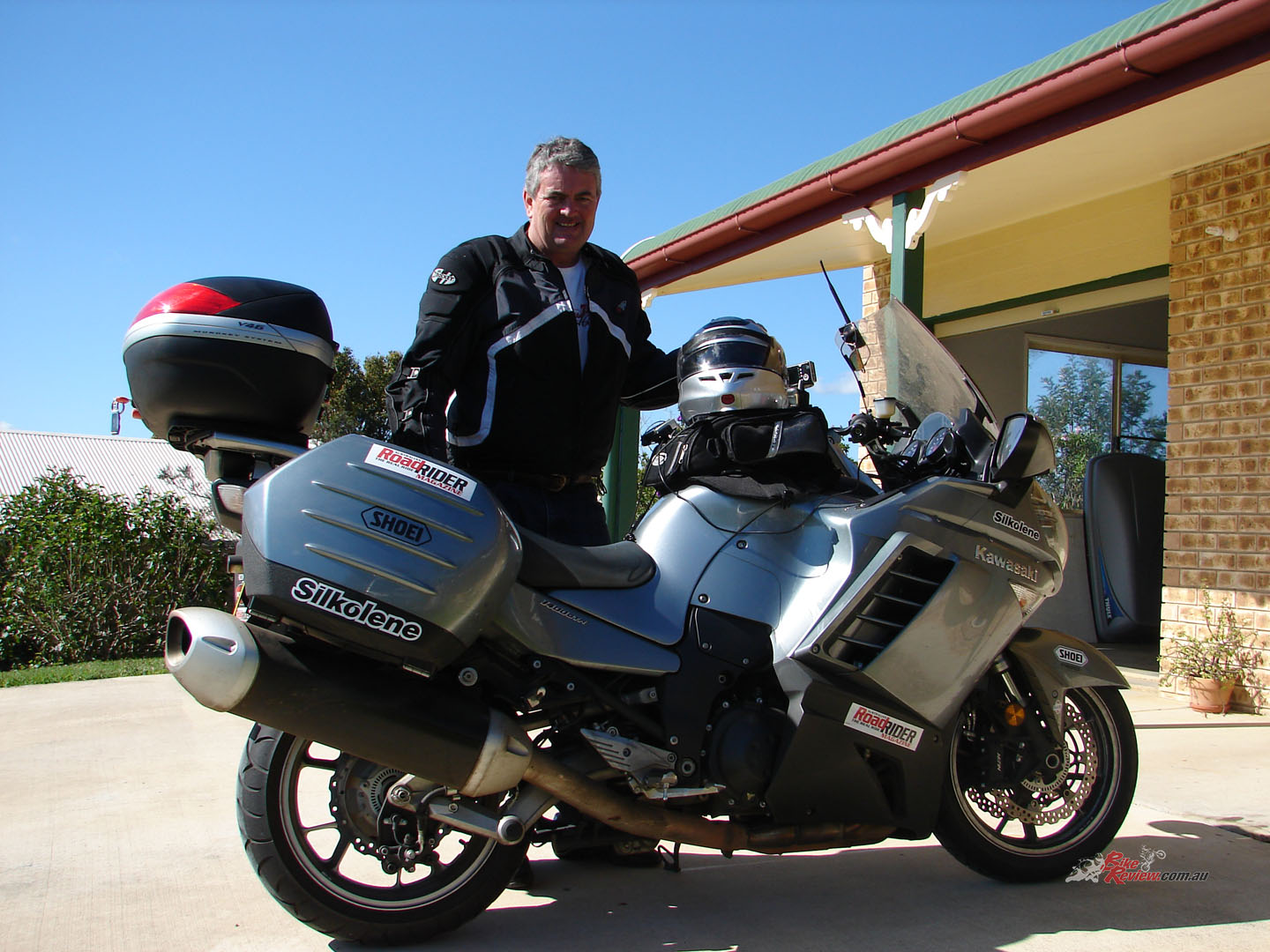 Davo with the GTR 1400 that Kawasaki Australia lent him for the across-country ride. He bought it on his return.