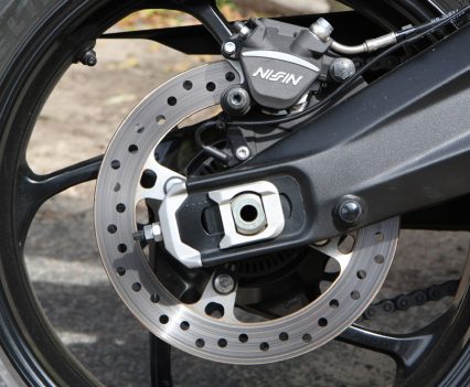 Single piston Nissin rear caliper is OK but could have more power.
