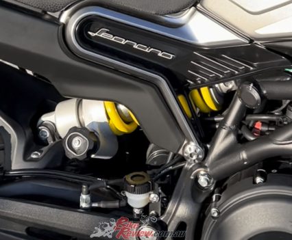 Swingarm with central shock absorber spring preload adjustable.