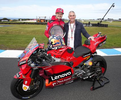 Jack Miller and Mick Doohan at the newly renamed Miller Corner...