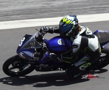 Bike trouble struck, the little Yamaha YZF-R15 was starting to bog down. Losing power on and off, we conceded third to Team Shark Leathers.