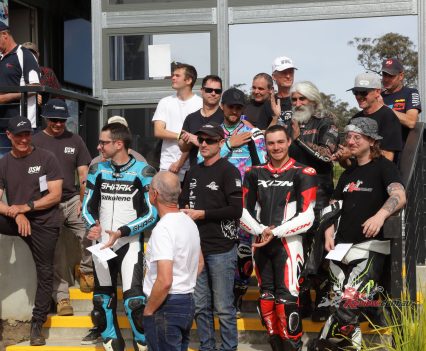 150cc and Commuterlite Pheasant Wood Six Hour Endurance podium. Team BikeReview in second place.