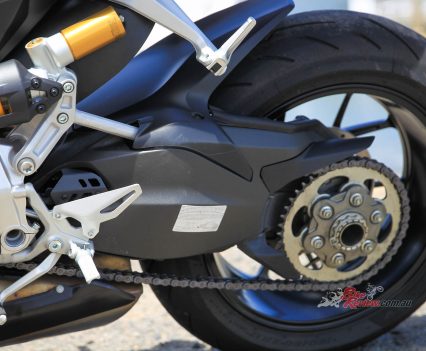 Single-sided swingarm.