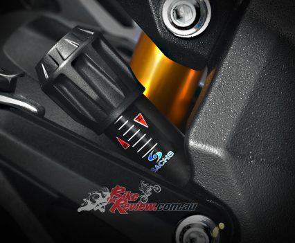 Remote adjuster on rear shock.