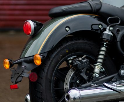 Preload adjustable twin shocks.